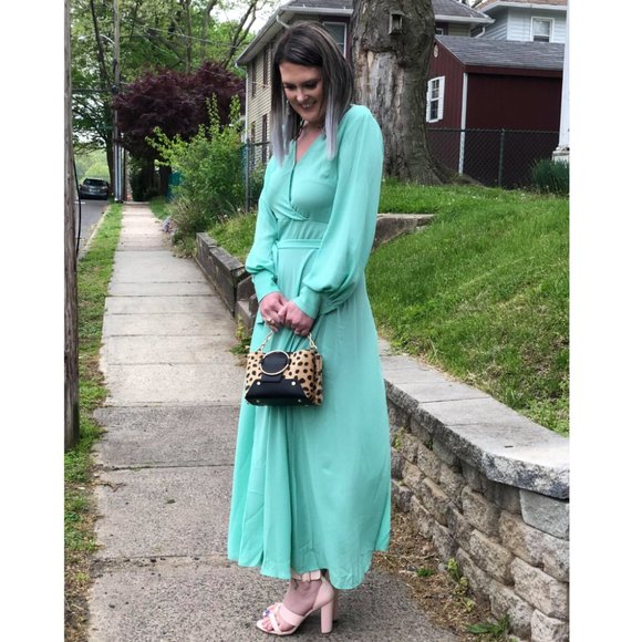 pastel green midi dress